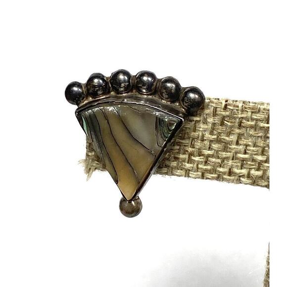 Vintage Abalone Sterling Silver Screw Back Earrings ACE Guadalajara Mexico - Picture 8 of 12